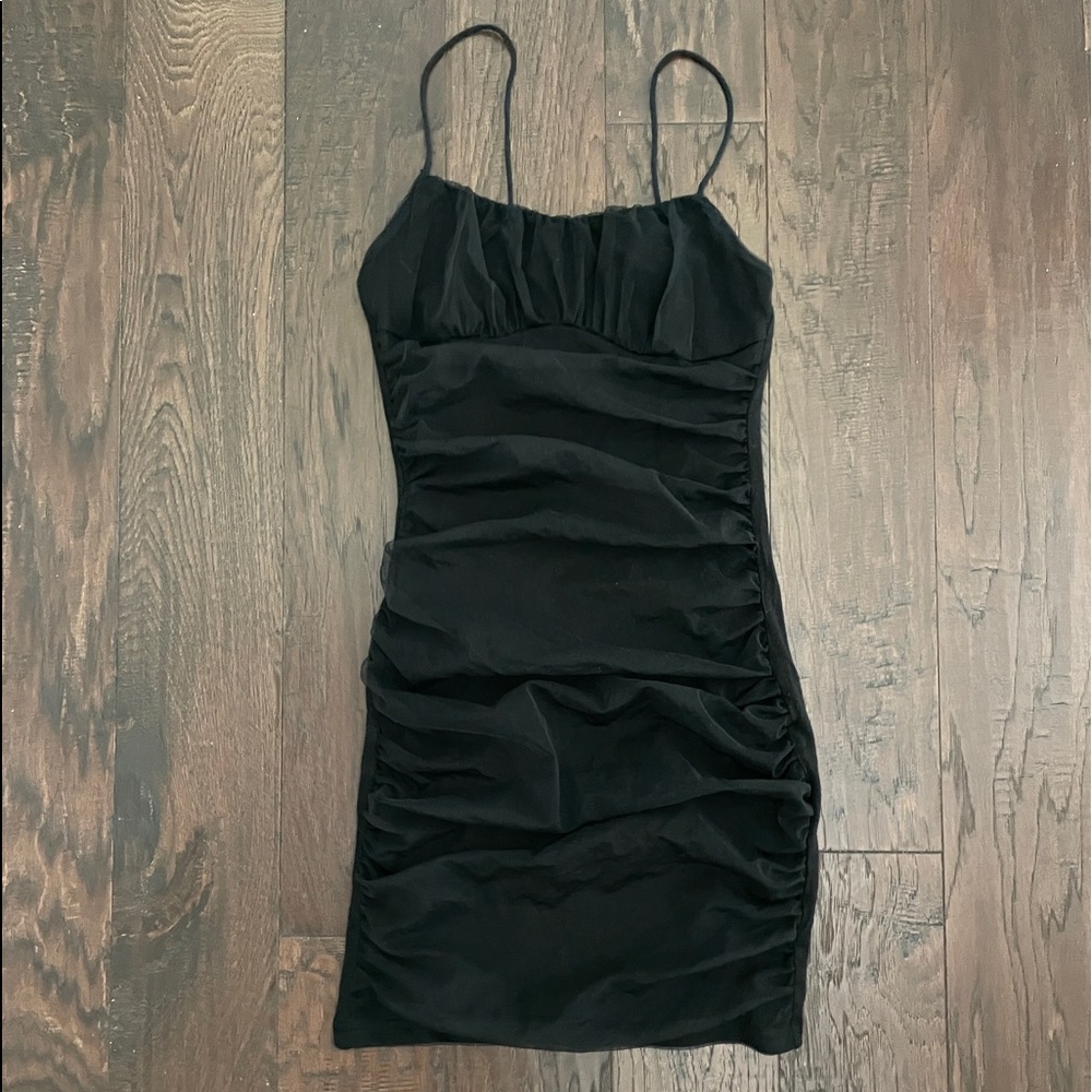 Black Tight Ruched Dress